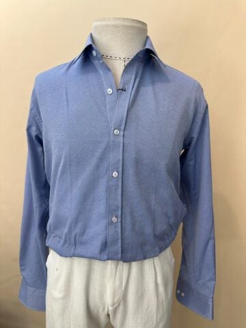 %80 PAMUK KARIŞIMLI BUZ MAVİ GÖMLEK